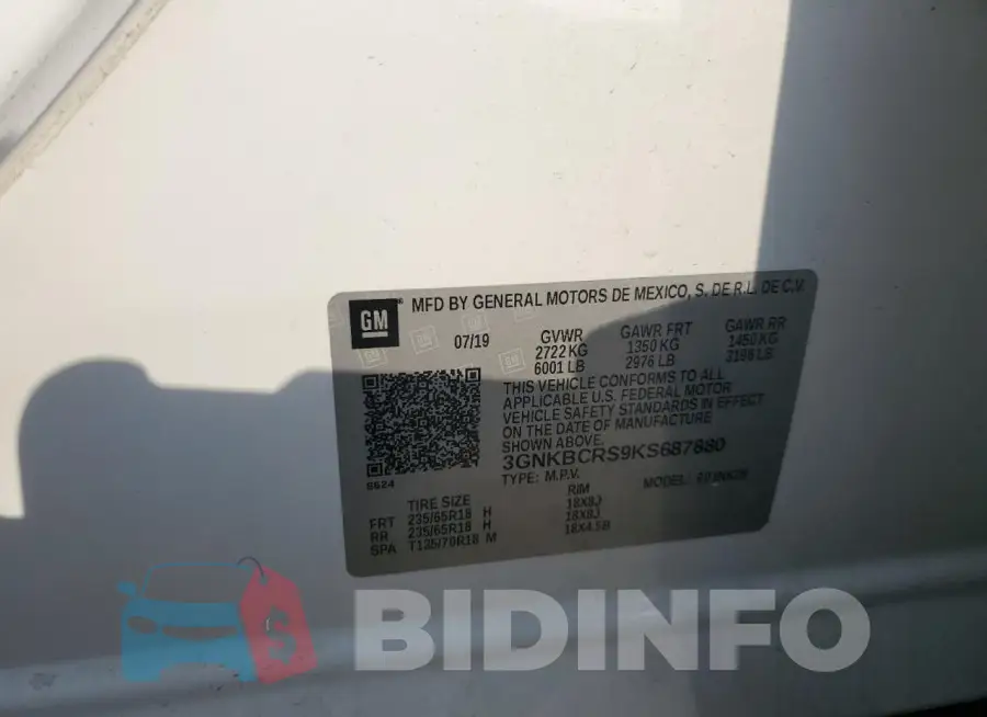 3GNKBCRS9KS687880 Photo# 12