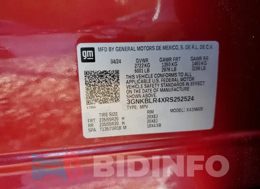 3GNKBLR4XRS252524 Photo# 13