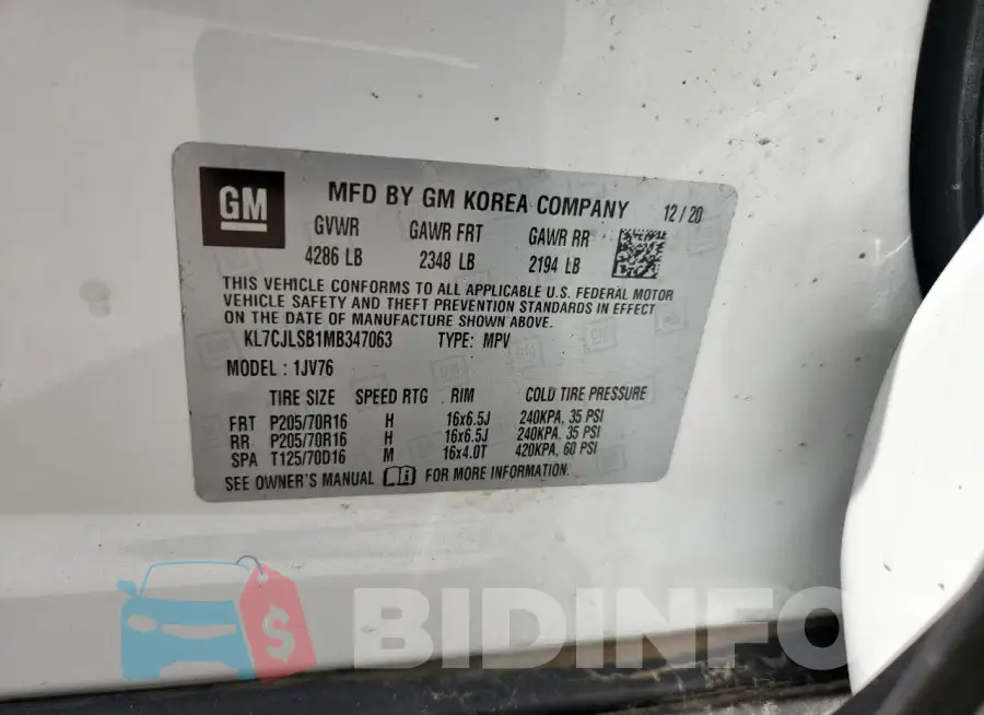 KL7CJLSB1MB347063 Photo# 12