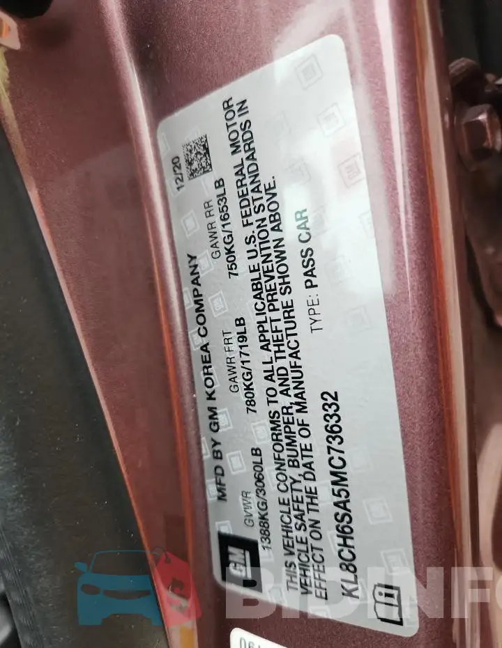 KL8CH6SA5MC736332 Photo# 12