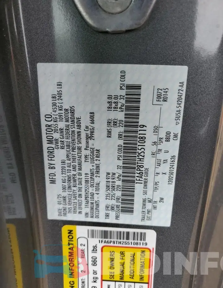 1FA6P8TH2S5108119 Photo# 12