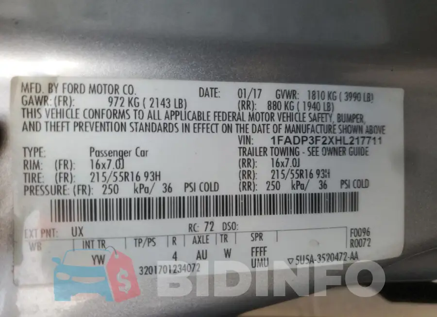 1FADP3F2XHL217711 Photo# 12