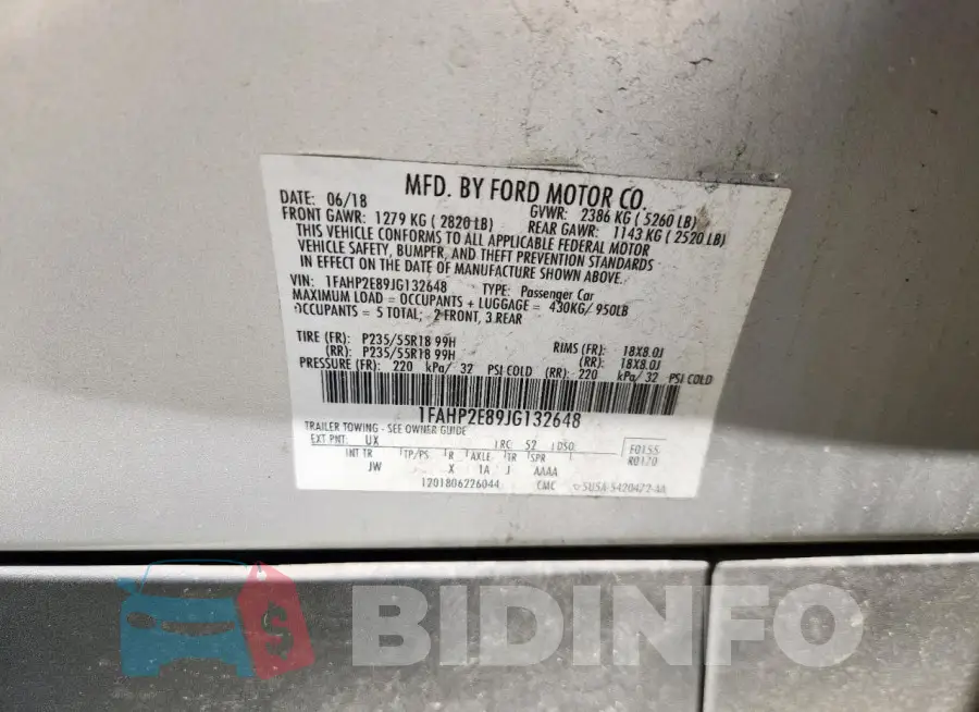 1FAHP2E89JG132648 Photo# 13