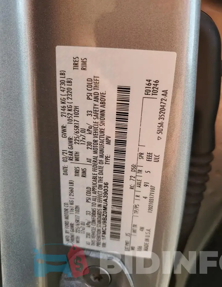 1FMCU9BZ0MUA39036 Photo# 13