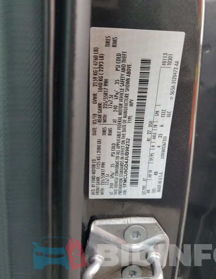 1FMCU9GD4JUB98232 Photo# 13