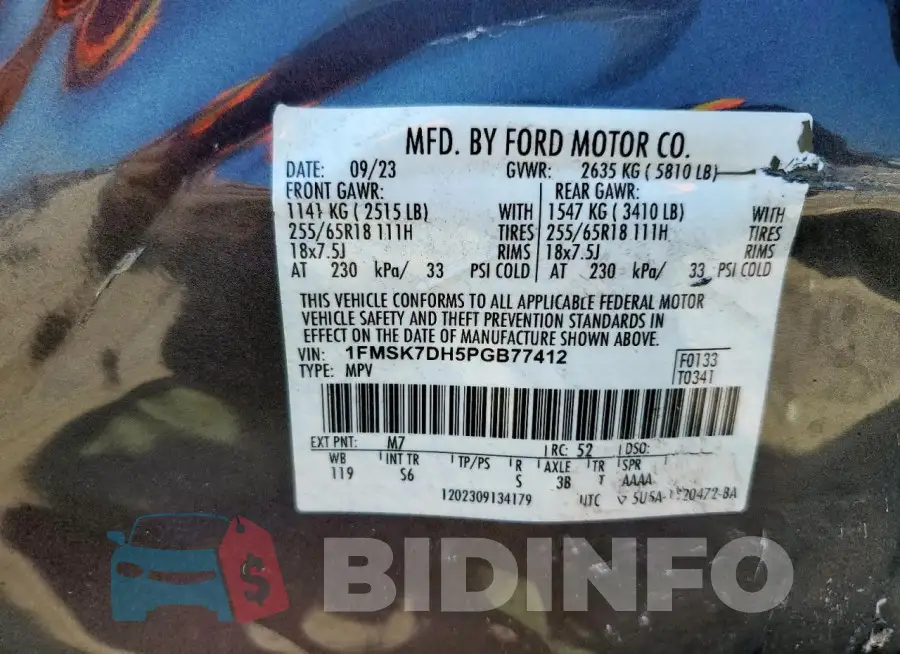 1FMSK7DH5PGB77412 Photo# 13