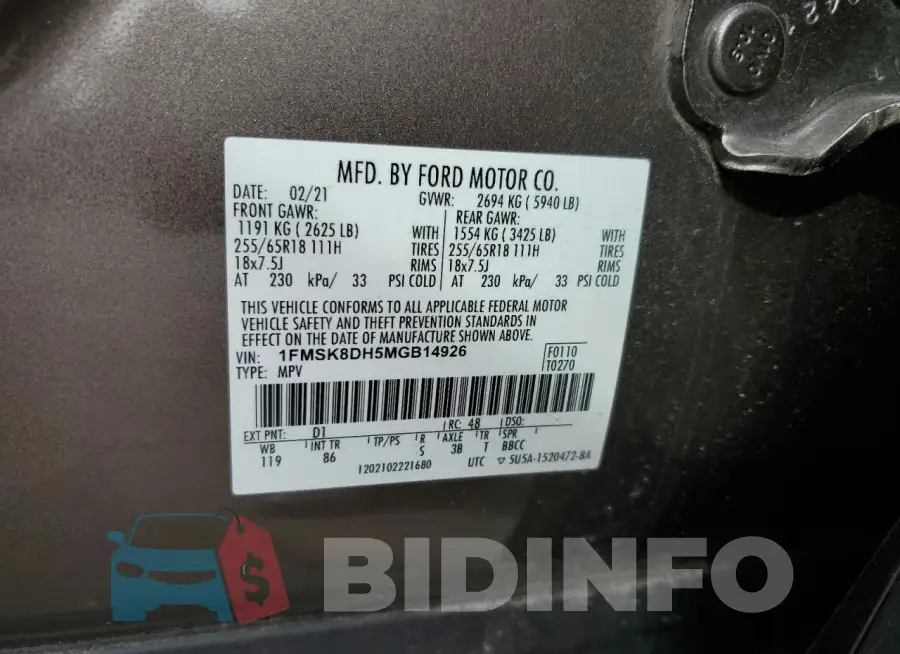 1FMSK8DH5MGB14926 Photo# 13