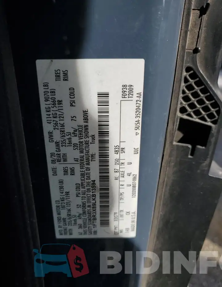 1FTBR3X89LKB13594 Photo# 13