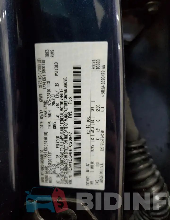 1FTEW1EG4HFC28947 Photo# 12