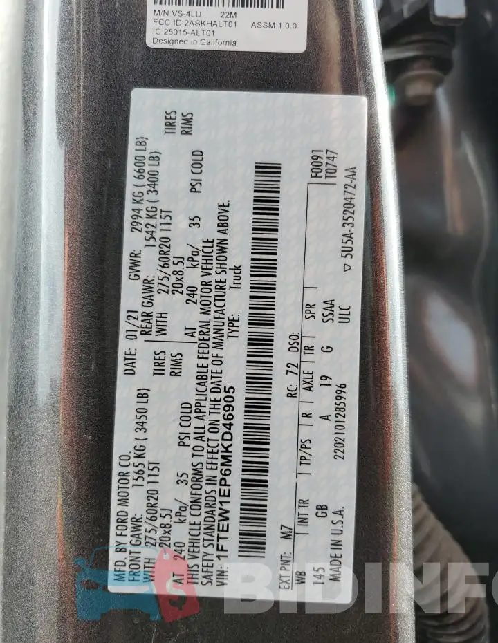 1FTEW1EP6MKD46905 Photo# 13