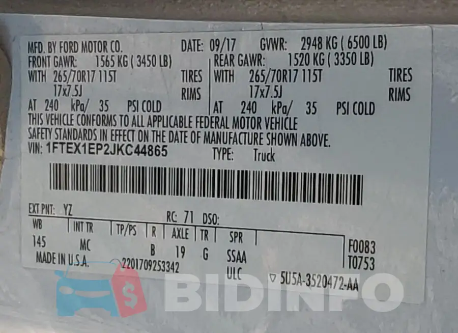 1FTEX1EP2JKC44865 Photo# 13