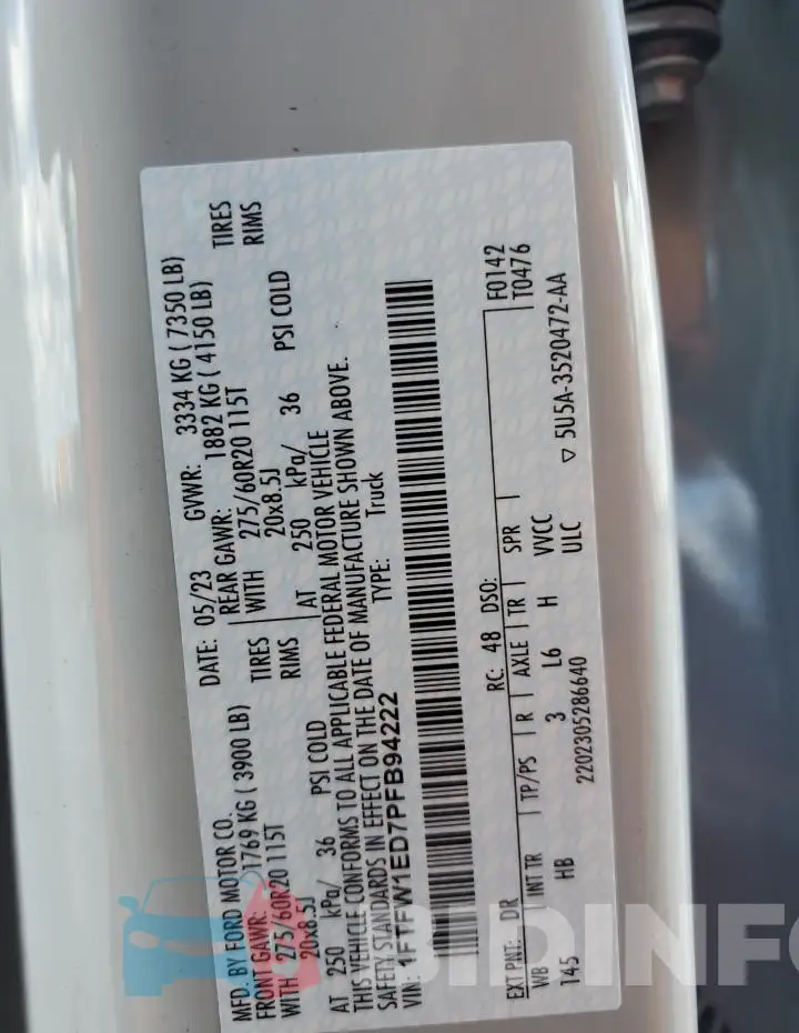 1FTFW1ED7PFB94222 Photo# 12