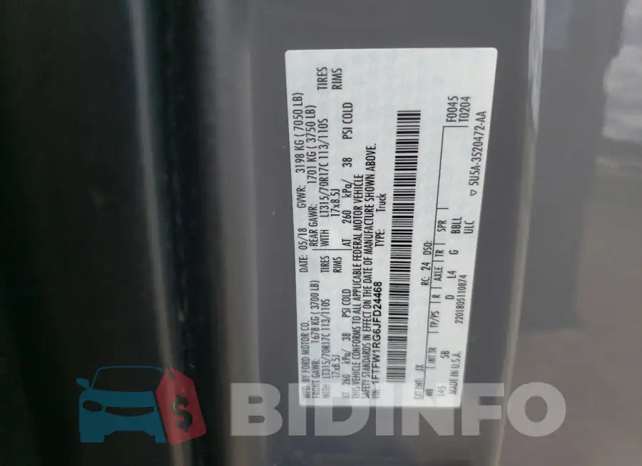 1FTFW1RG6JFD24468 Photo# 12