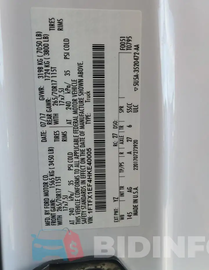 1FTFX1EF4HKE40005 Photo# 12