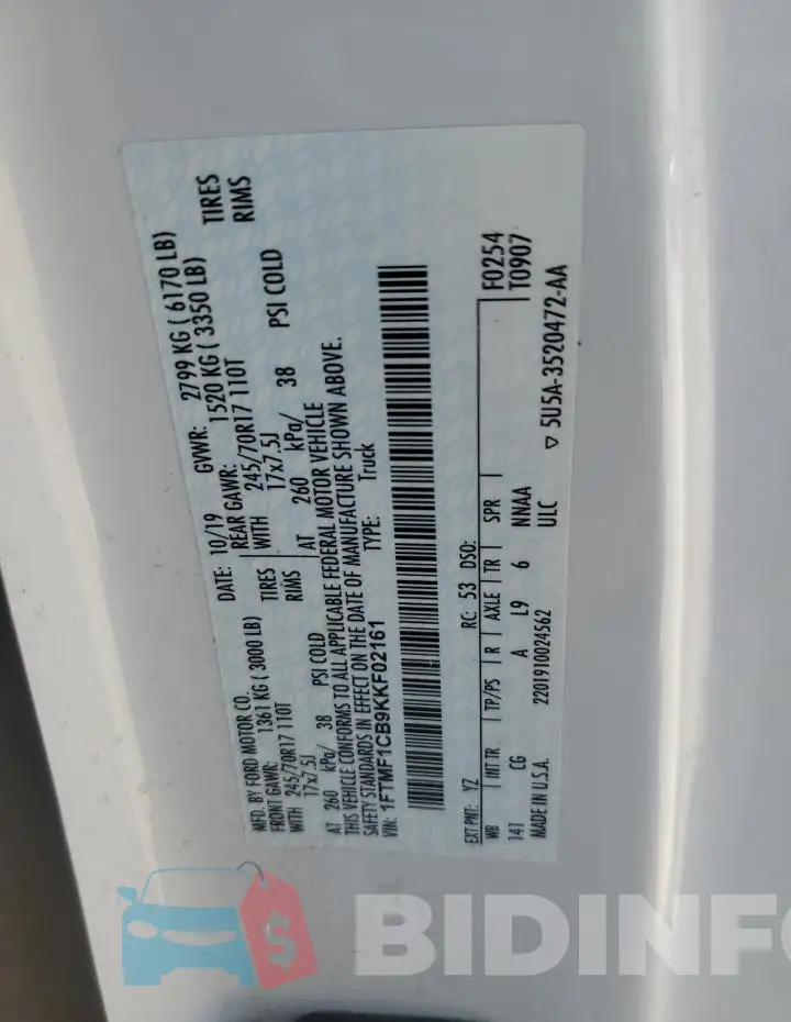 1FTMF1CB9KKF02161 Photo# 12