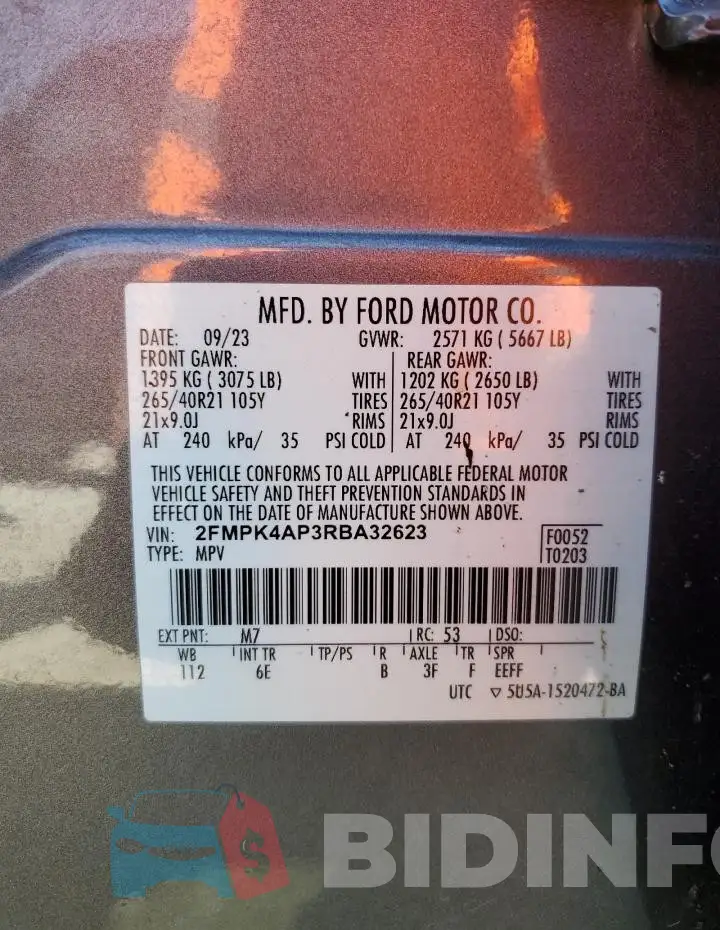 2FMPK4AP3RBA32623 Photo# 13