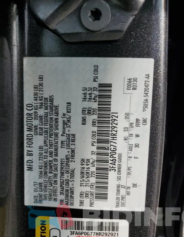 3FA6P0G77HR292921 Photo# 12