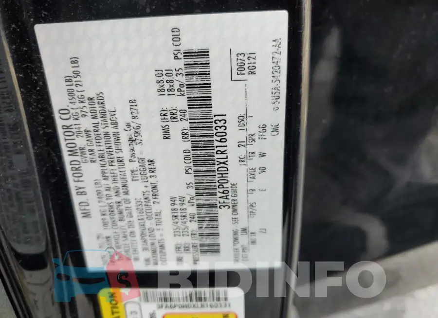 3FA6P0HDXLR160331 Photo# 12