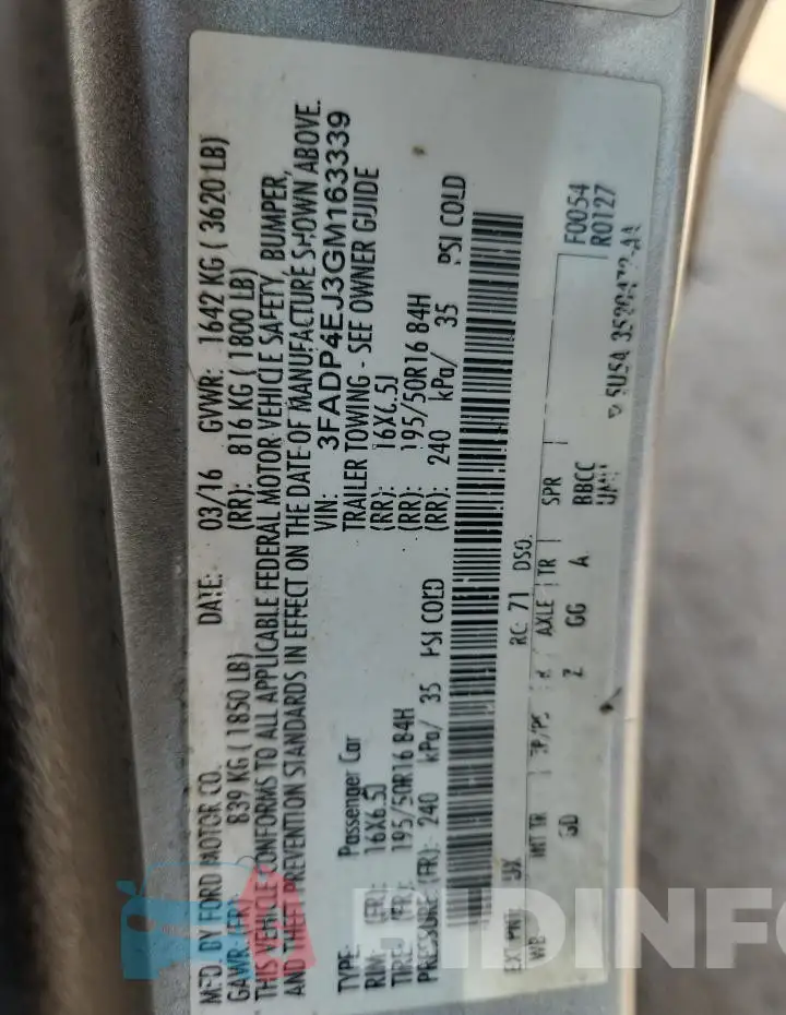 3FADP4EJ3GM163339 Photo# 12
