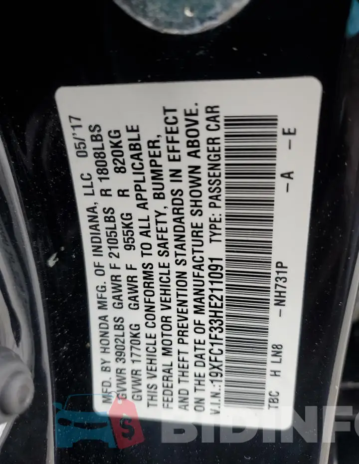 19XFC1F33HE211091 Photo# 12