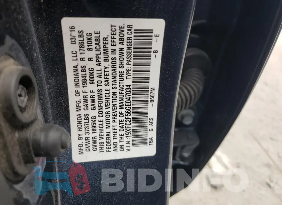 19XFC2F56GE047034 Photo# 13