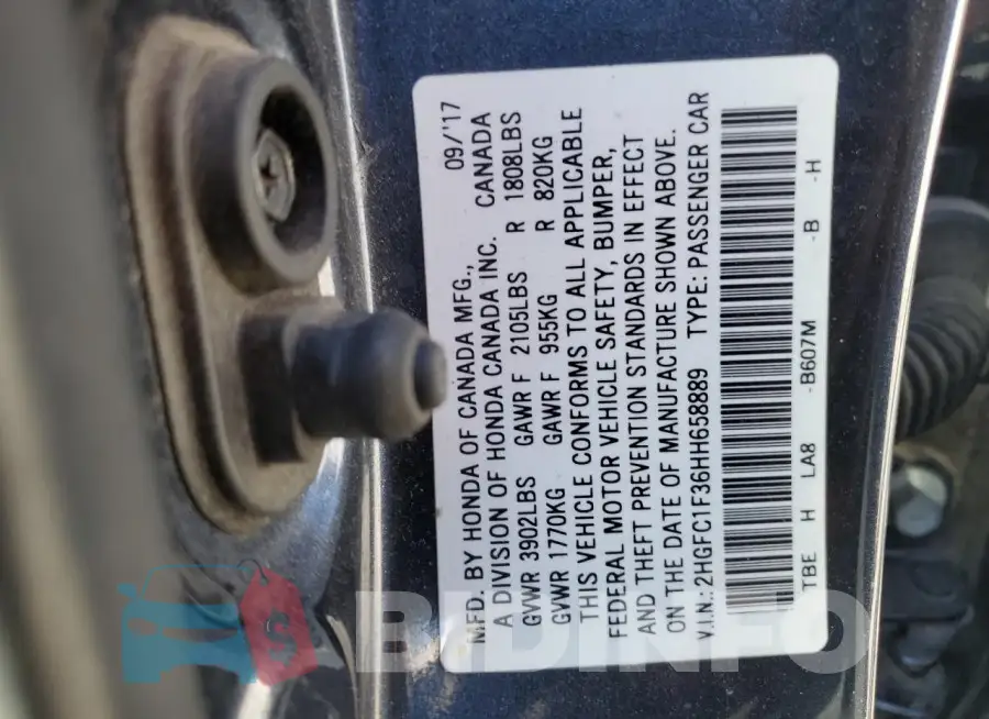 2HGFC1F36HH658889 Photo# 12