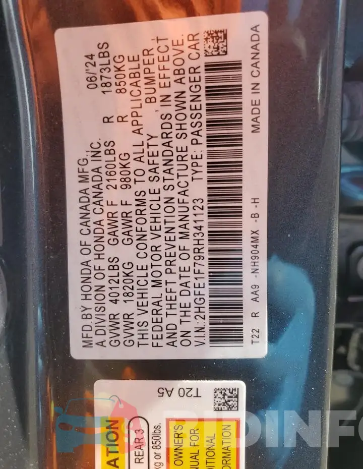 2HGFE1F79RH341123 Photo# 12