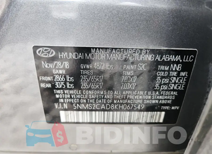 5NMS2CAD8KH067549 Photo# 14