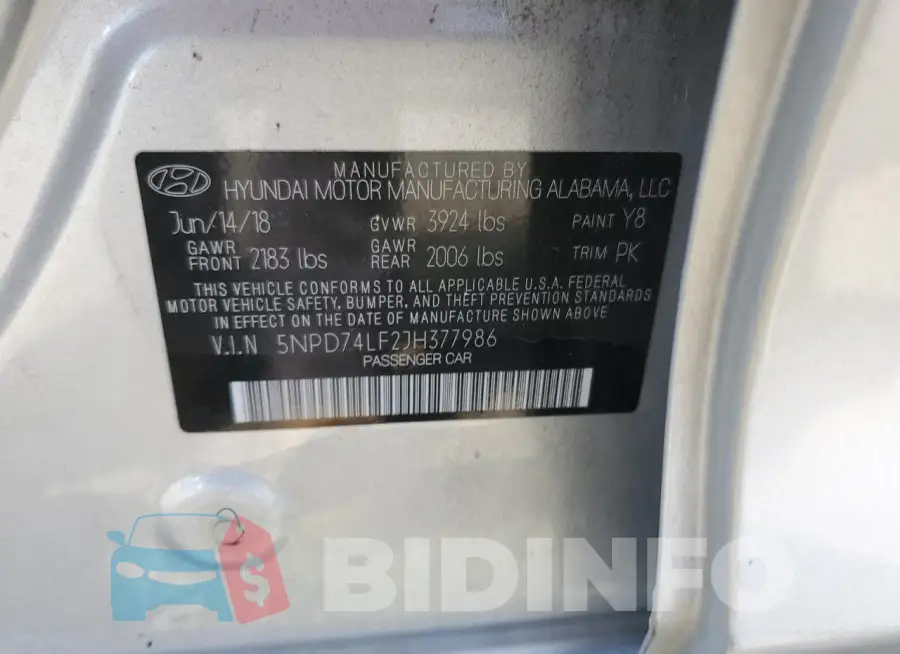 5NPD74LF2JH377986 Photo# 12
