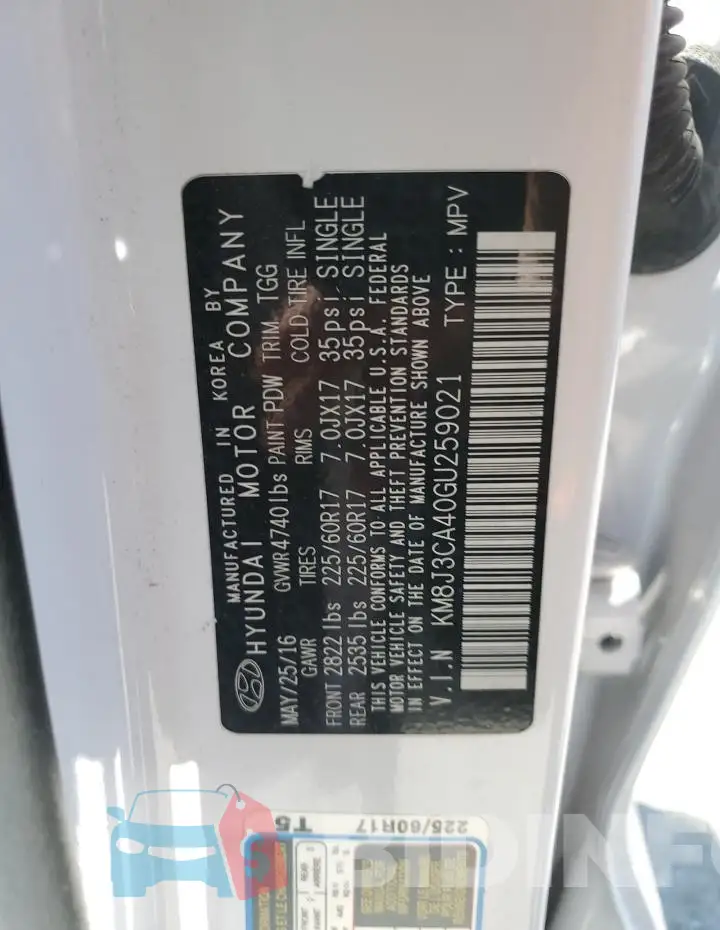 KM8J3CA40GU259021 Photo# 13