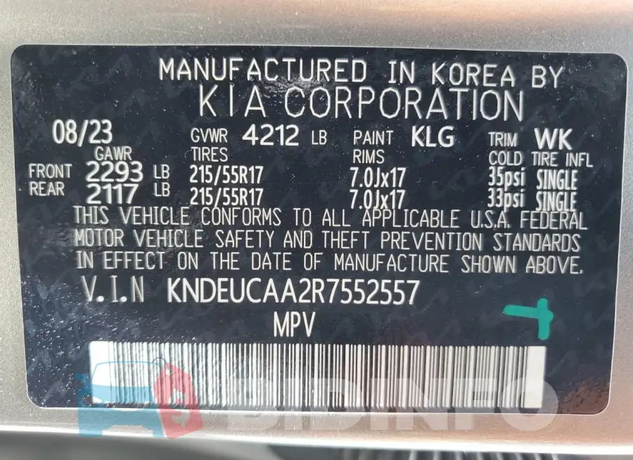 KNDEUCAA2R7552557 Photo# 13
