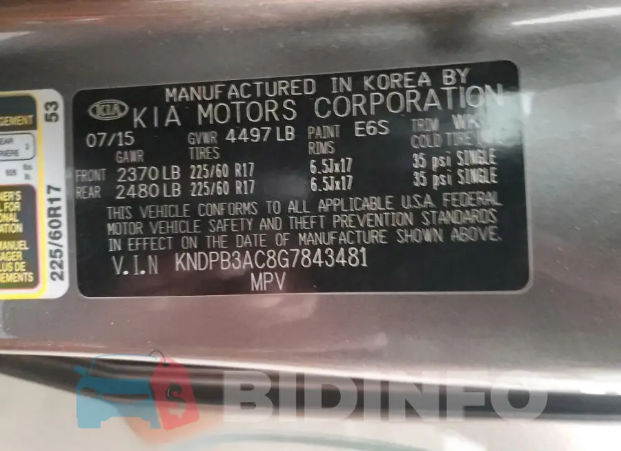 KNDPB3AC8G7843481 Photo# 14