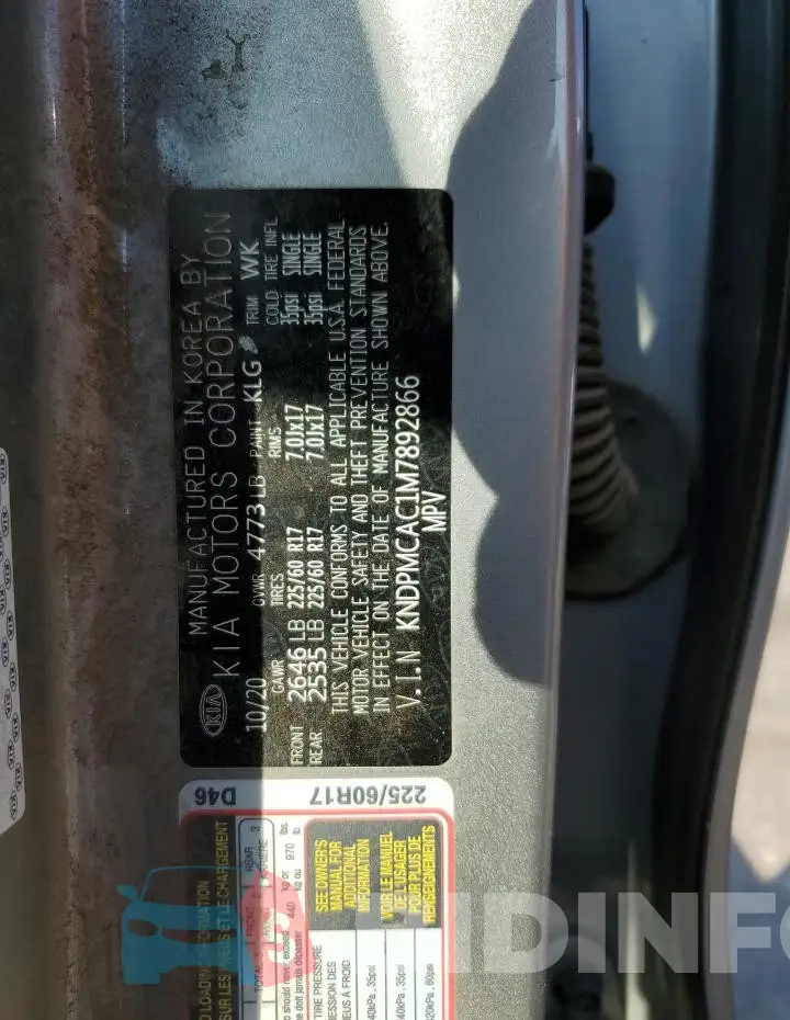 KNDPMCAC1M7892866 Photo# 13