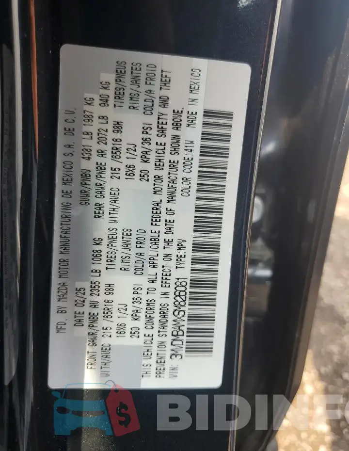 3MVDMBAMXSM826081 Photo# 12