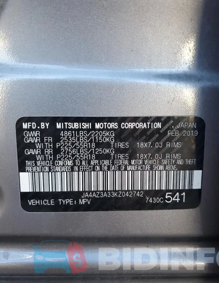 JA4AZ3A33KZ042742 Photo# 13