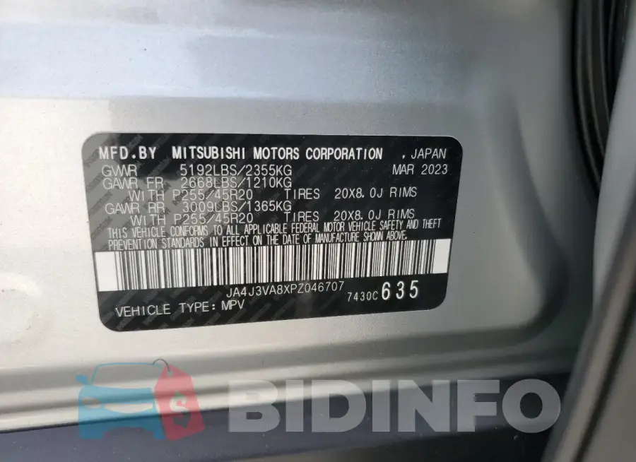 JA4J3VA8XPZ046707 Photo# 13