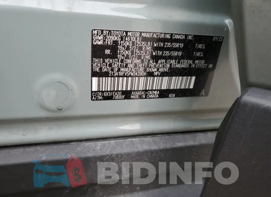 2T3A1RFV5PW343904 Photo# 13
