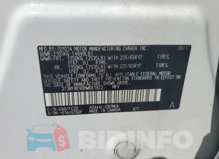 2T3RFREV0HW661923 Photo# 13