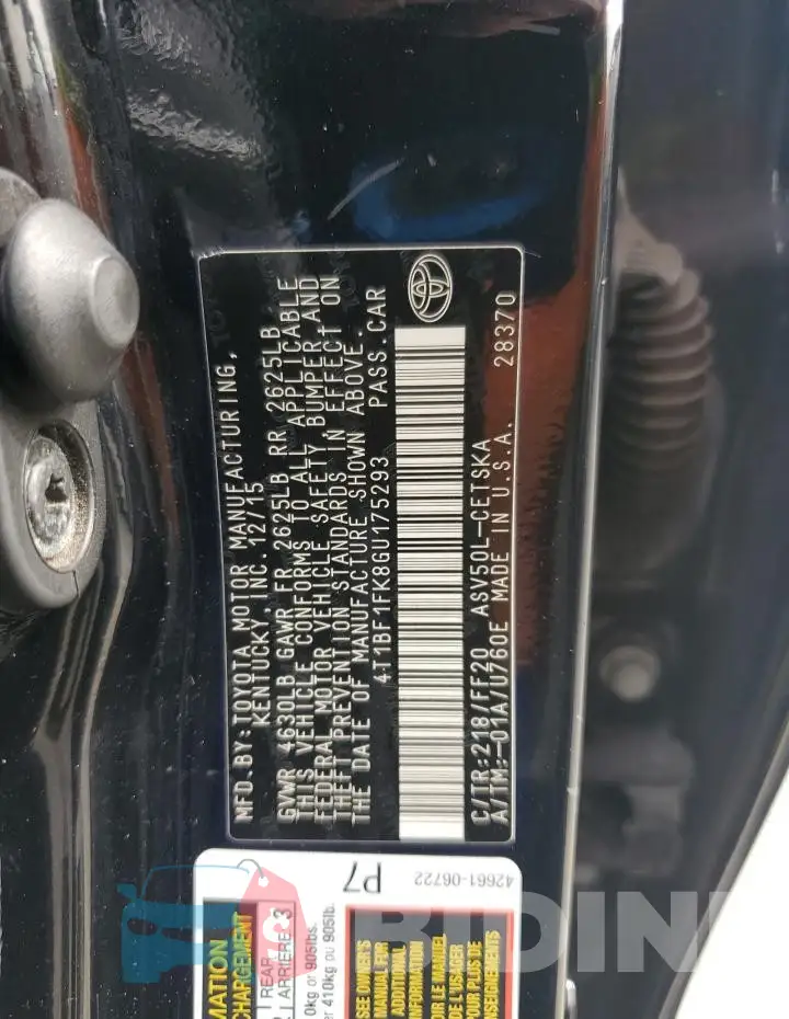 4T1BF1FK8GU175293 Photo# 12