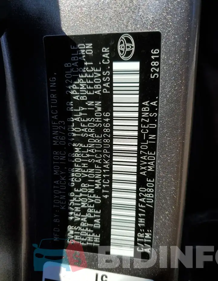 4T1C11AK2PU828646 Photo# 12
