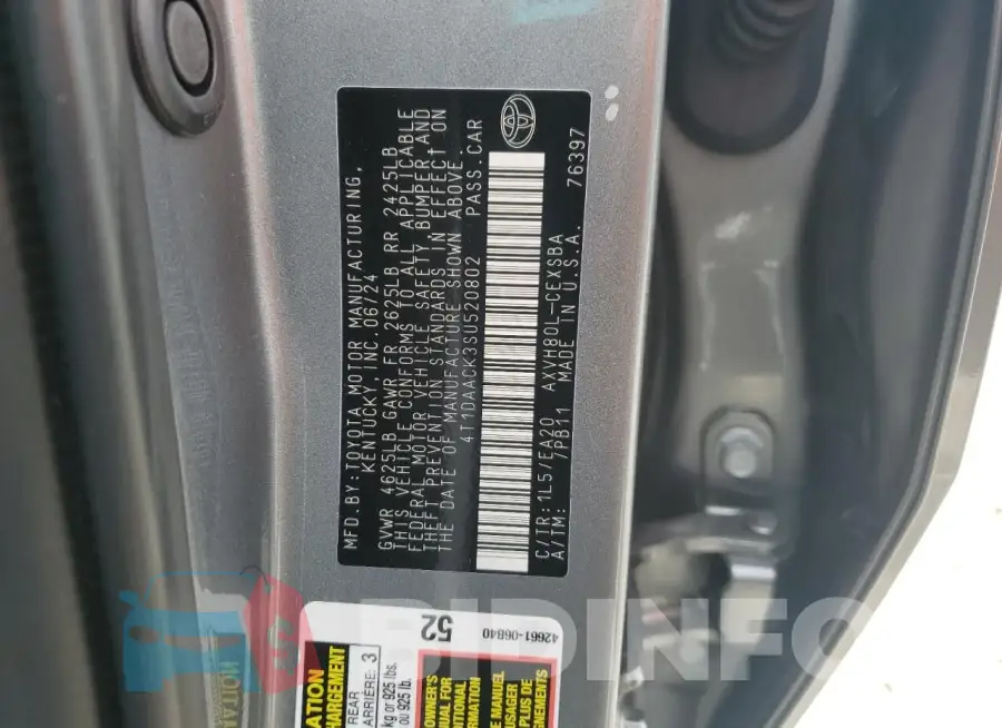 4T1DAACK3SU520802 Photo# 12