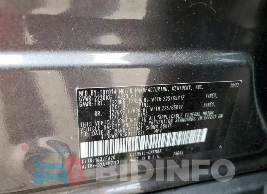 4T3RWRFV5RU111634 Photo# 13