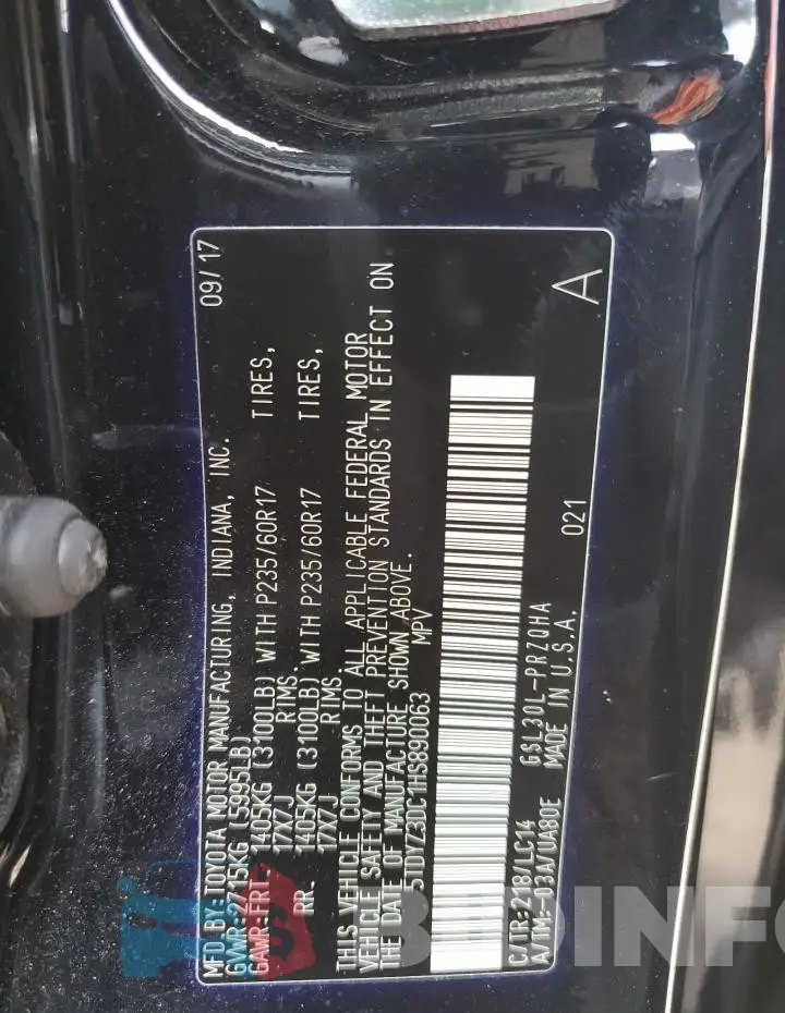 5TDYZ3DC1HS890063 Photo# 13