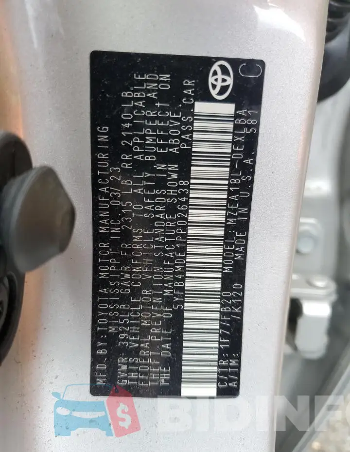 5YFB4MDE1PP026438 Photo# 12