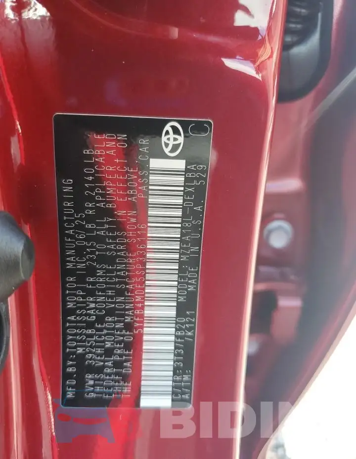 5YFB4MDE5SP336116 Photo# 12