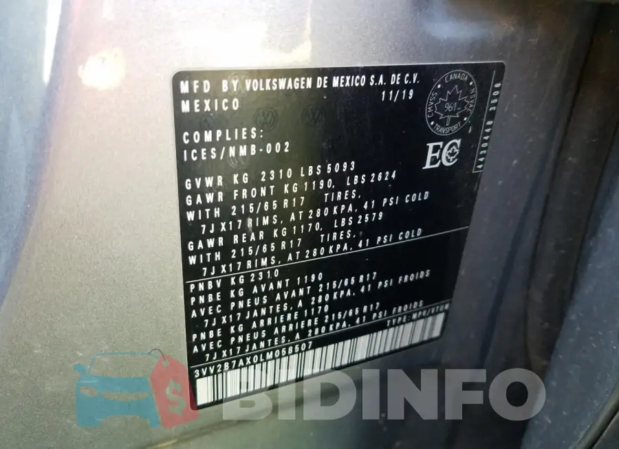 3VV2B7AX0LM058507 Photo# 13