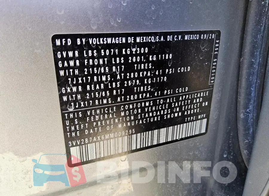3VV2B7AX6MM009295 Photo# 13