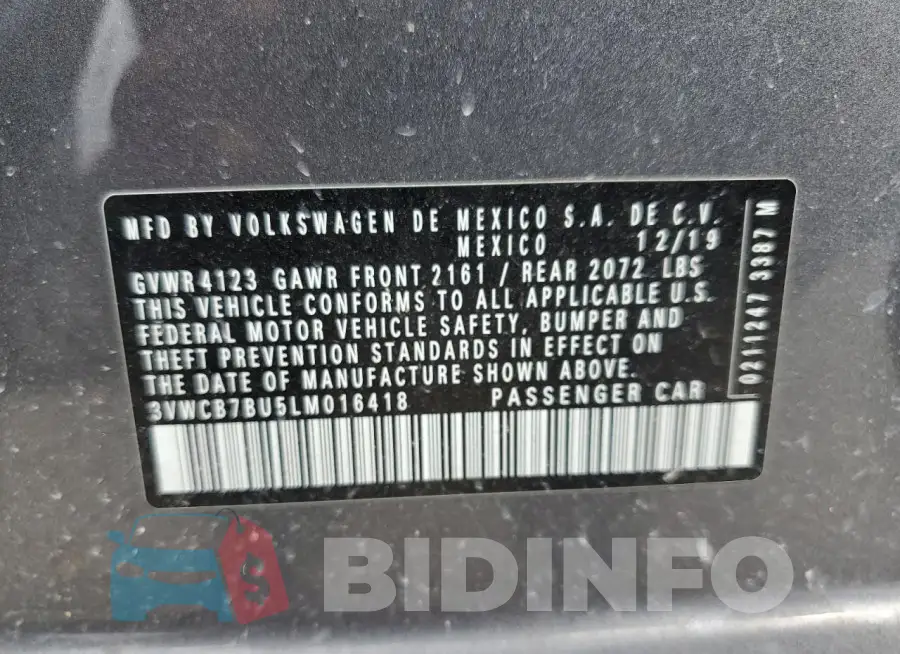 3VWCB7BU5LM016418 Photo# 12