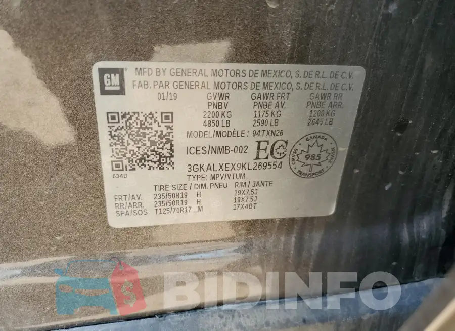 3GKALXEX9KL269554 Photo# 13