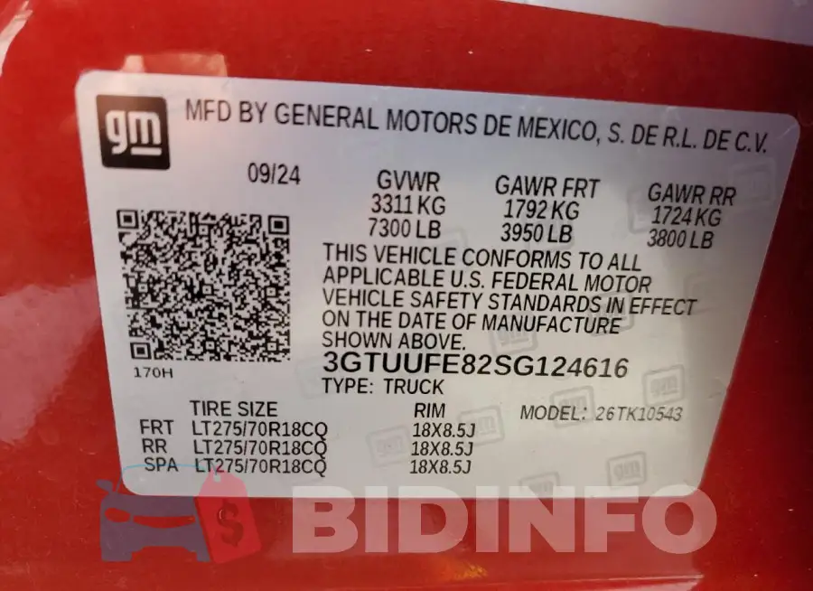 3GTUUFE82SG124616 Photo# 12